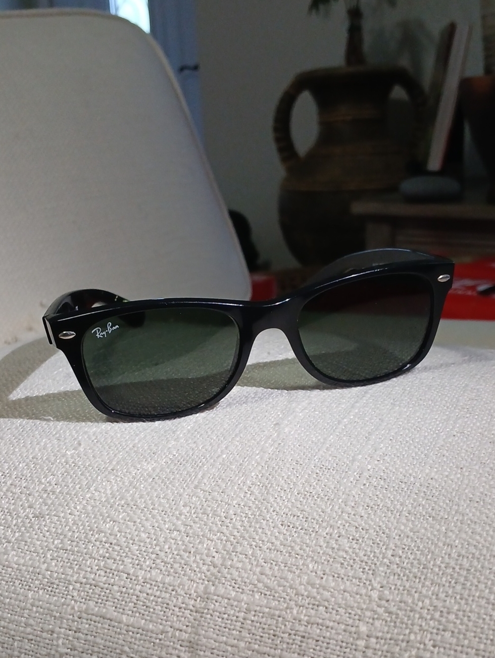 Ray-Ban Black Frame Sunglasses with Green Lenses